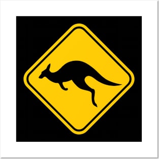 Kangaroo Warning Sign Posters and Art